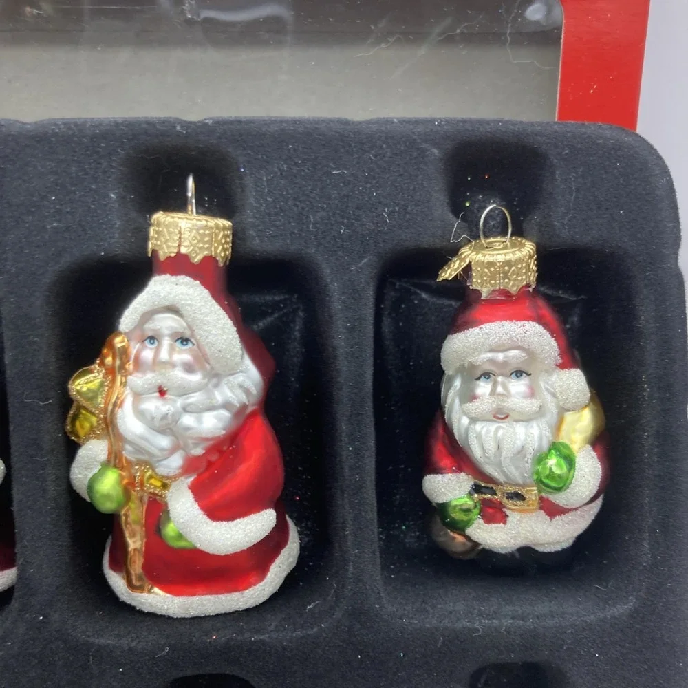 MACY'S Holiday Lane Christmas Box Set of 12 Glass Santa Claus 2